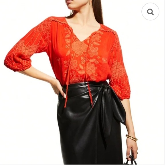 Johnny Was Jolie Selena 3/4 Sleeve Embroidered Floral Tunic Top | Size L - Picture 1 of 7